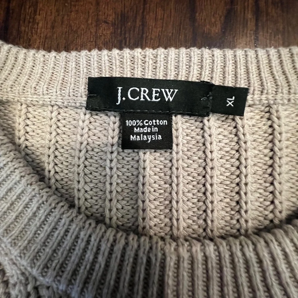 Vintage J. Crew Beige knit crew neck sweater, Preppy, Old Money, Size XL